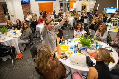 Photo of woman standing with excitement